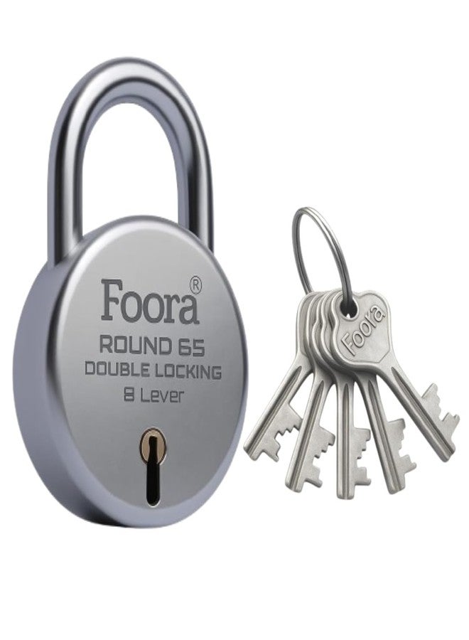 Foora Round 65mm Lock with 5 Keys | Heavy Duty Padlock for Home, Gates, Cabinets & Office Security - Image 1